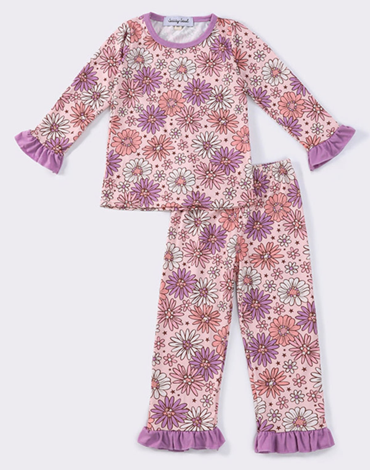 Purple Floral Ruffle Pajama Set - Adalynn Leanne