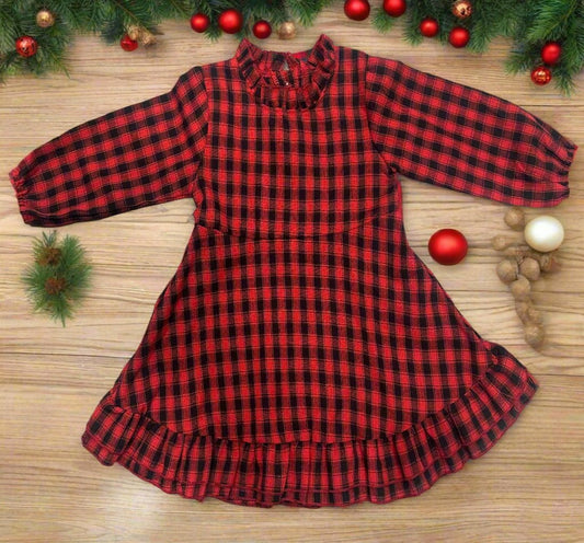 Red and Plaid Dress - Adalynn Leanne