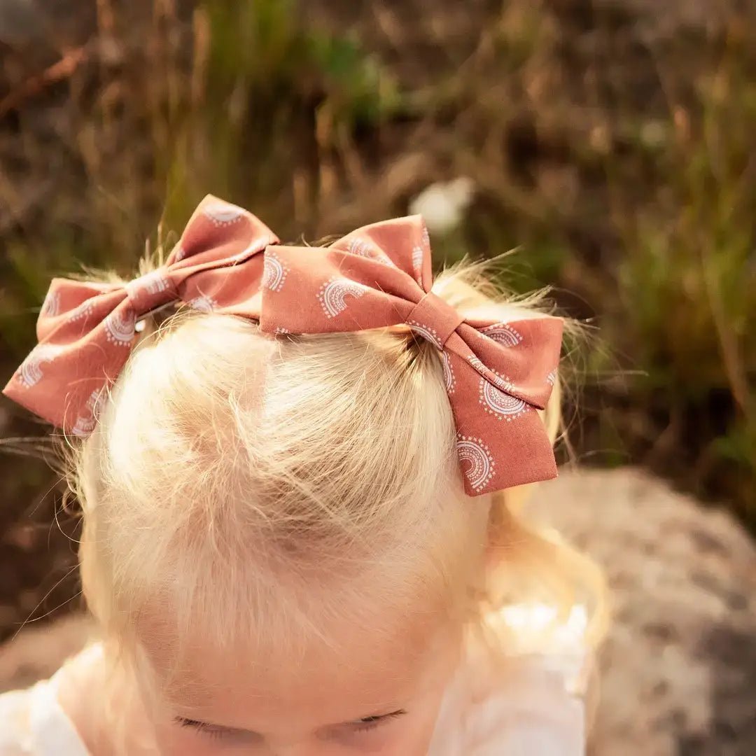 Sage & Cream Plaid Christmas Pinwheel Hair Bow - Adalynn Leanne
