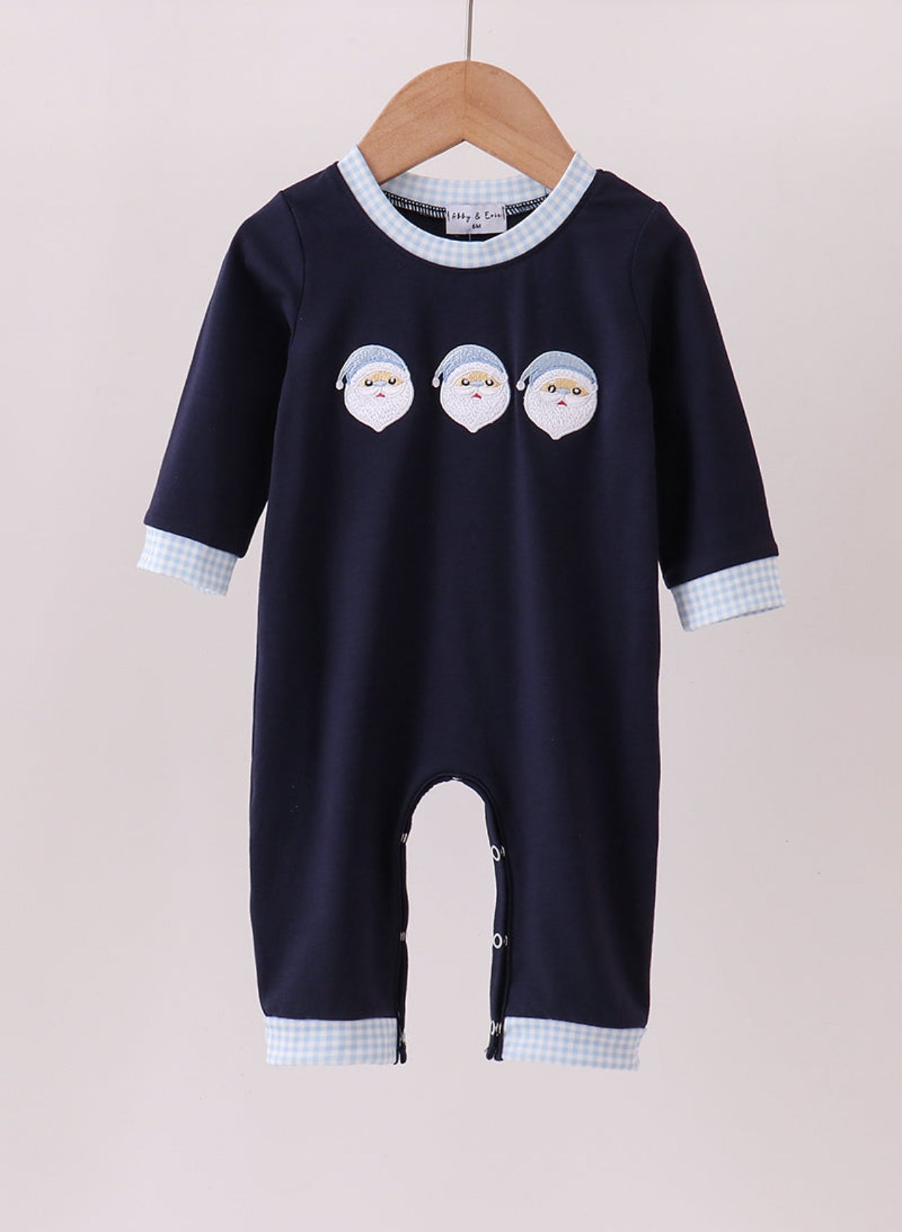 Santa Blue Checkered Romper - Adalynn Leanne