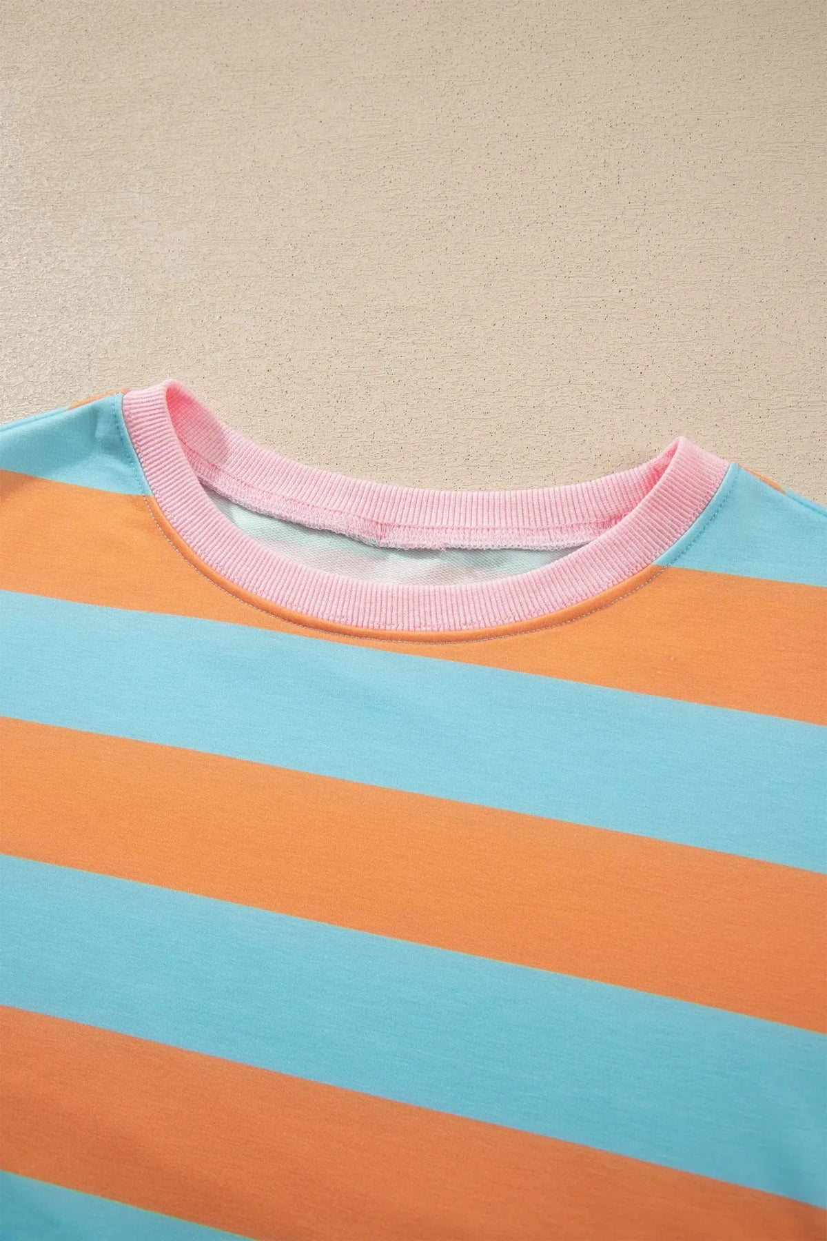 Striped Colorblock Ribbed Trim Long Sleeve Top - Adalynn Leanne