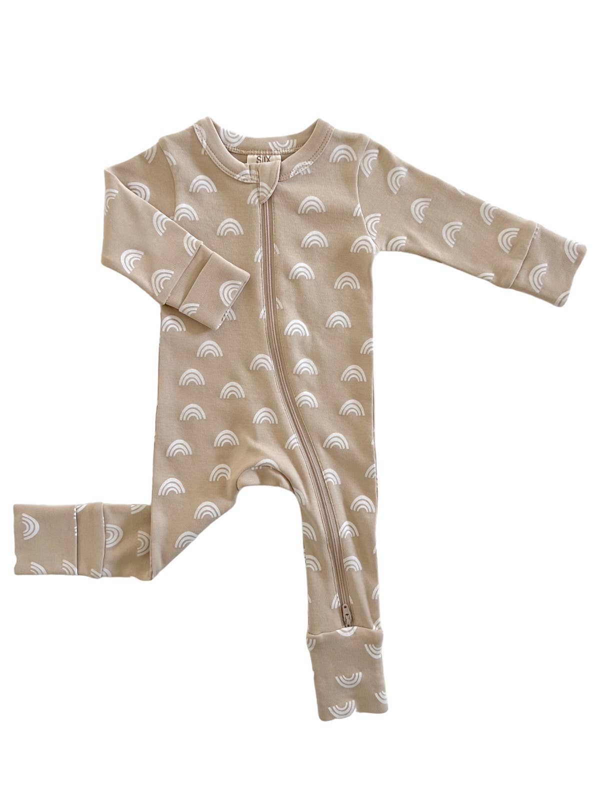 Tan Rainbow / Organic 2 - Way Zip Romper - Adalynn Leanne
