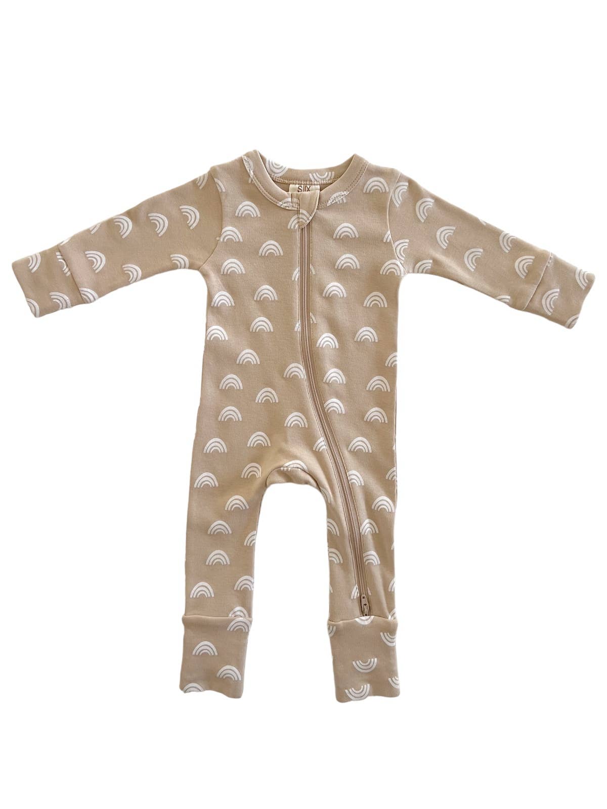 Tan Rainbow / Organic 2 - Way Zip Romper - Adalynn Leanne