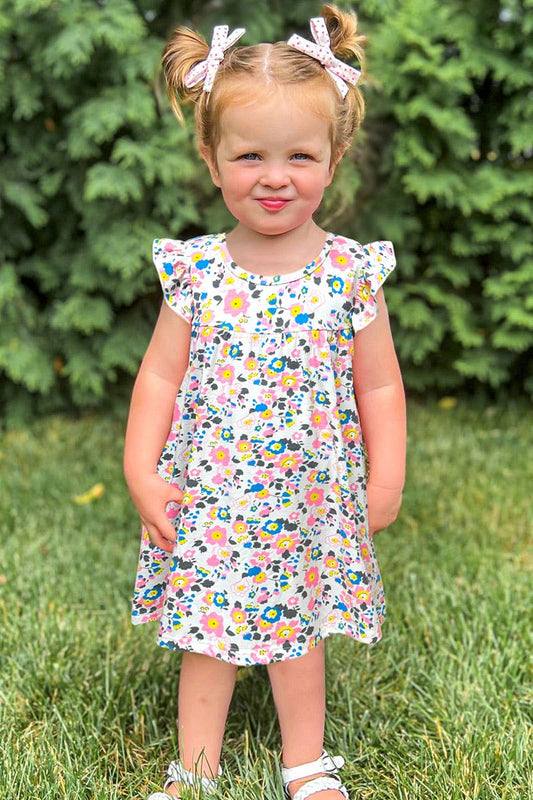 Toddlers Summer Floral Dress w/Ruffle Sleeve - Adalynn Leanne