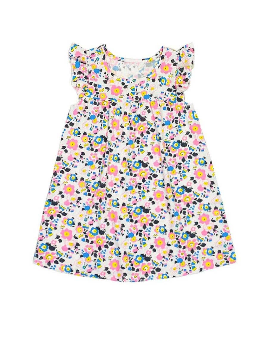 Toddlers Summer Floral Dress w/Ruffle Sleeve - Adalynn Leanne