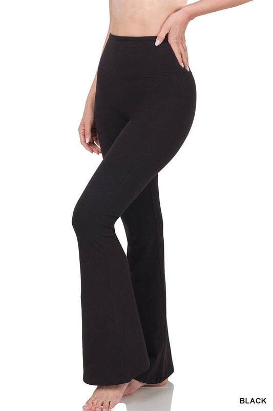 Wide Waistband Cotton Yoga Pants - Zenana - Adalynn Leanne
