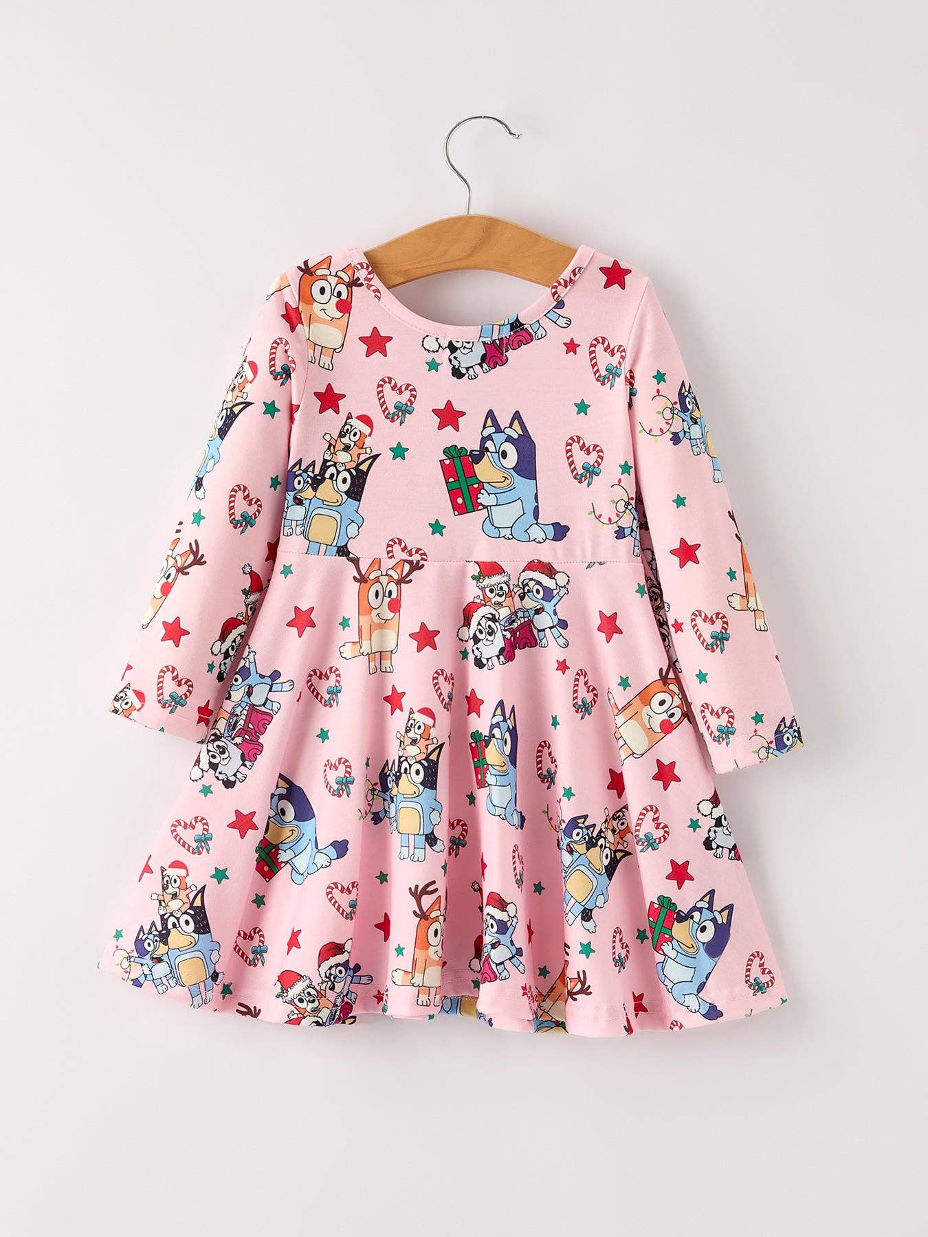 Winter Christmas Print Pink Girls Dress - Adalynn Leanne