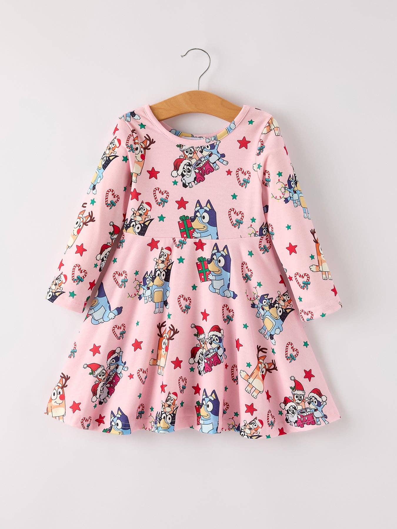 Winter Christmas Print Pink Girls Dress - Adalynn Leanne